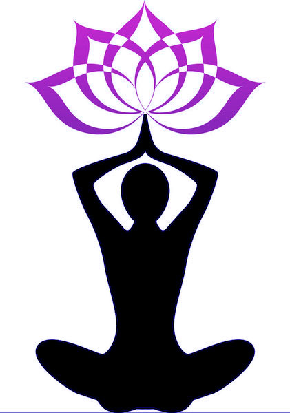 yoga silhouette with lotus flower