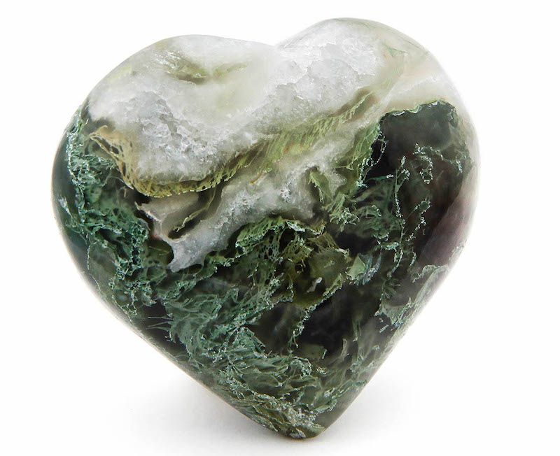 Moss Agate Heart Shaped Stone