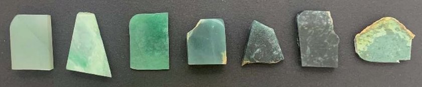 different shades of Jadeite from light green to grey
