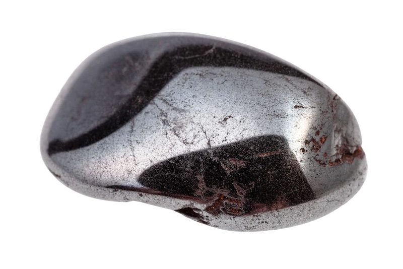 Silvery Black smooth hematite stone