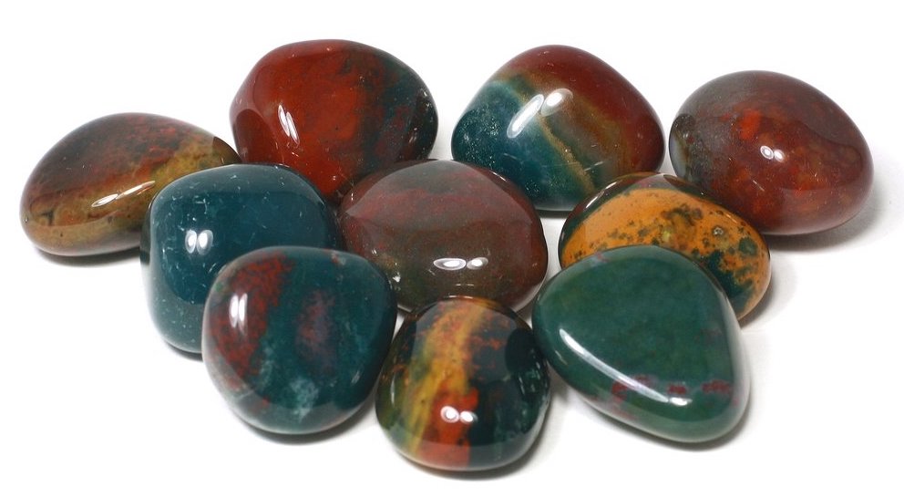 Bloodstones dark and multicolored and polished